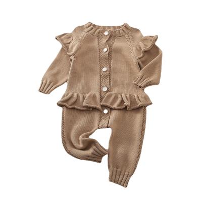 China Cozy Baby Clothes Cotton Knitted Newborn Babies Autumn Winter Sleepsuit Custom OEM Rompers RTS for sale