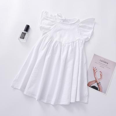 China Breathable European style children's summer linen dress for 2-7 years old Korean children dress for sale