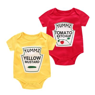 China 90% Cotton Summer INS Newborn Baby Fruit Letter Printing Hot-selling Unisex Short Romper for sale