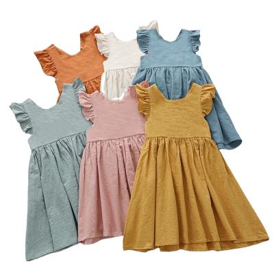 China Lovely Washable Little Girls Dress Casual Custom Canvas Kids Dress For Mommy And Me Matching for sale