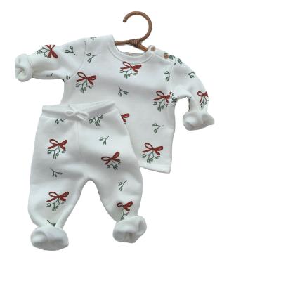 China Christmas Style New Children Clothing Kids Baby Clothes Set Winter Plush Sweats Christmas Cute 2 Pieces Warm Suit for sale