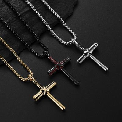 China Vintage Fashion Baseball Cross Stainless Steel Outdoor Baseball Pendant Necklaces For Men Women Jewelry for sale