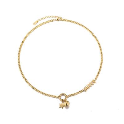 China FASHIONABLE New Arrive Simple Ball Star Clavicle Chain Necklace Pendant Jewelry 316 Stainless Steel Gold Letter Necklaces For Girl Women for sale