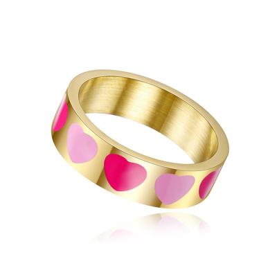 China Stainless Steel Heart Shape Lead Free Nickel Free Exquisite Jewelry Multi Colors Stick Heart Rings For Lovers for sale