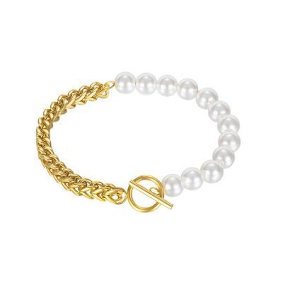 China Hot Selling Personalized Splice Stainless Steel Gold Charm Bracelets Love OT Closure Bead Chain Bracelet for sale