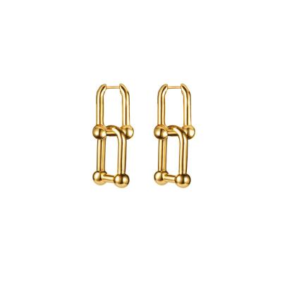 China TRENDY Fashion Thick Link U Shape Geometric Earrings Stainless Steel Gold Drop Earrings For Women Detachable Chic Elegant Jewelry for sale