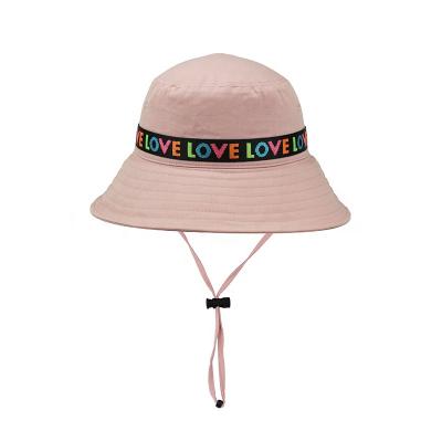 China Casual Custom Loose Wide Brim Sun Shade Hats Bucket Hat Embroidery Logo With Windbreaker Rope for sale