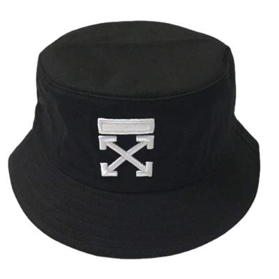 China Dobby Women And Men Cotton Black White Embroidery On Hats Sport Travel Bucket Hat Custom Logo for sale