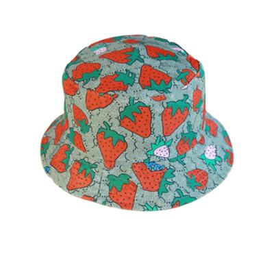 China Dobby 2021 Summer Brand Luxury Strawberry Printing Bucket Hats Fishing Hat Cap For Women And Children for sale