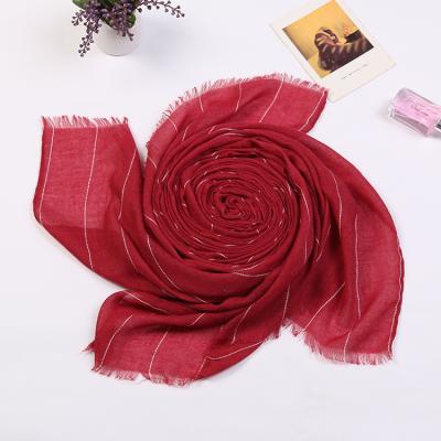 China 2021 spring summer muslim turban plaid cotton/polyester striped scarf arab bawal women dupatta cotton hijab stoles indian bandanas for sale