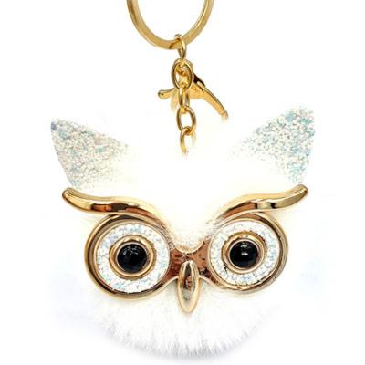 China Promotion Gift Plush Key Chain Soft Tending Girly Key Chain Pendant Plush Keychains Eye Owls Hair Ball Key Chain for sale