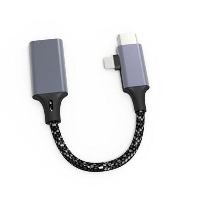 China 2in1 Mobile Phone Charging Gaming Elbow One Drag Two Mobile Data Cable For Apple Android Type-C Extended Gamer Cable USB Charging Adapter for sale