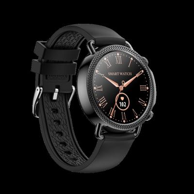 China Touch Screen OEM Call Answer Heart Rate Tracking Blood Pressure V25 Ladies Pink Ladies Metal Strap Smartwatch for sale