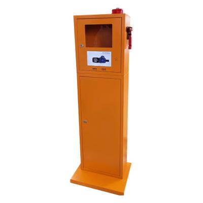 China GLASS Metal+PC VCR Floor Smart Free Standing Alarmed AED Cabinet With Stroble Light for sale