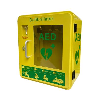 China GLASS Outdoor AED Cabinet IP54 Metal Waterptoof Use Metal+PC Emergency AED Wall Mounted First Aid Box for sale