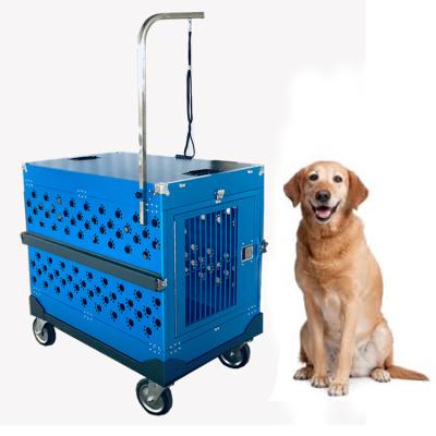 China Durable Aluminum Collapsible Dog Cage / Fold Dog Box With Wheel And Grooming Arm for sale