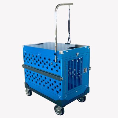 China Sustainable Travel Aluminum Dog Crates Portable Collapsible Metal Cages Aluminum Dog Travel Crates With Wheel And Grooming Top for sale