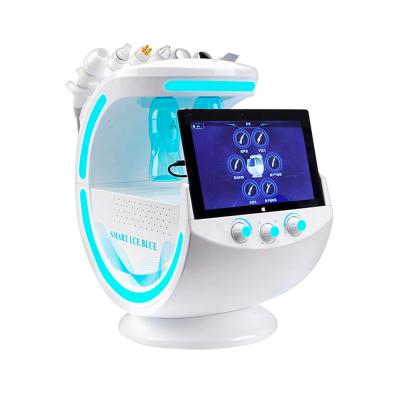 China Exfoliators 7 IN 1 Ice Blue Aqua Hydra Dermabrasion Skin Analysis Smart Ultrasonic Skin Scrabber Peeling Machine for sale