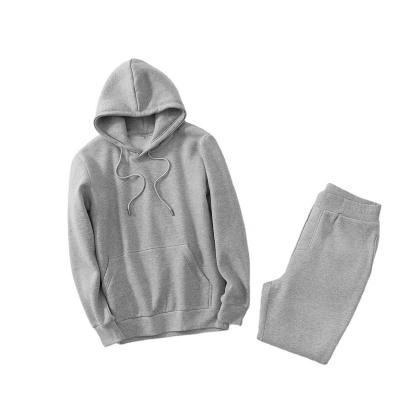 China Anti-pilling jogger pullover plus size pocket 100% cotton 330gsm thick fashion hoodie tracksuit set for men custom printed for sale