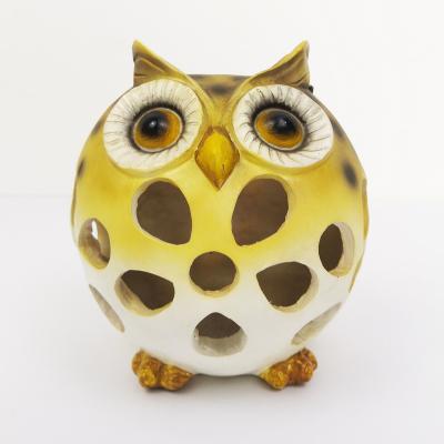 China Mini Garden Owl Poly Resin Ornament Solar Light_animal Decoration for sale