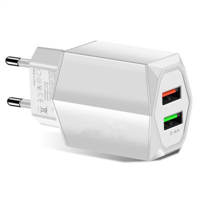 China Conventional Multifunctional Wall Charger Quick Single Travel Quick Charger qc3.0 USB European Standard Dual Port Fast Charger for sale