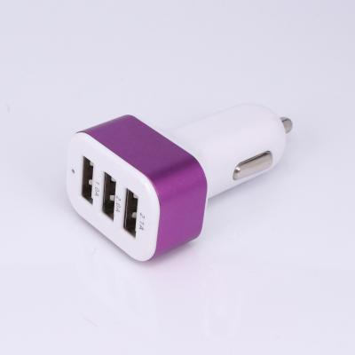 China NO Universal 5V 2.1A USB Car Charger Adapter 3USB Port Car Charger Metal Car Charger for sale