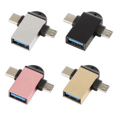 China Factory direct sales mobile phone mobile phone OTG USB to type-c micro adapter Three-in-one phone adapter for sale