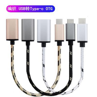 China Factory Direct Sales Mobile Phone Lattice Type-C Braided Micro Aluminum Mobile Phone Adapter Metal USB2.0 Cable Android OTG Data Cable for sale