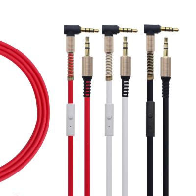 China AUX cable. Car factory direct sales 3.5MM cell phone car 3.5mm handsfree answering call with microphone audio cable for sale