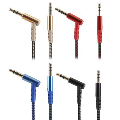 China Factory direct single elbow car sales1m 3.5mm braided male to carry AUX cable. car link audio for sale