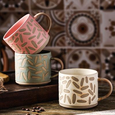 China Viable Unique Hot Sale Design Japanese Style Vintage Multiple Color Tea Stoneware Customized Coffee Mugs for sale