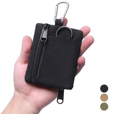 China With Metal Carabiner Wallet EDC Molle Tactical Small Pocket Key Card Case Outdoor Sports Coin Purse Hunting Bag Zipper Package for sale