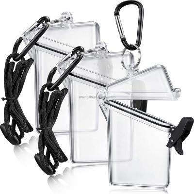 China Fashion Lockable Clear Waterproof Plastic Card Case with Lanyard Rope for Cards, Coin and Money for Men for sale