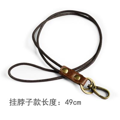 China Genuine Leather ID Badge Holder Neck ID Badge Lanyard for sale