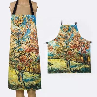 China Reusable Popular House Equipment Custom Logo Cotton Printing Kitchen Apron Cooking for sale