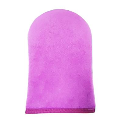 China Custom Wholesale Washable Glove Soft Velvet Reusable Self Tan Microfiber Logo Tanning Gloves for sale