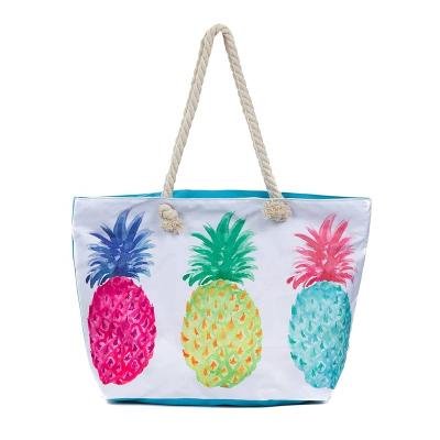 China High Quality Natural Vigorous Reused Reusable Custom Copy Logo Beach Bag Summer Bags Large Capacity Wholesale With Zipper for sale