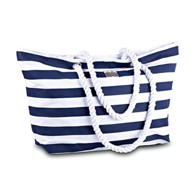 China High Quality Beach Travel Tote Shoulder Bag For Gym Cotton Canvas Bag Large Fashion Striped Beach Bag for sale