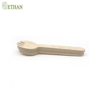 China 160 mm Convenient Wooden Spoon Spork for sale