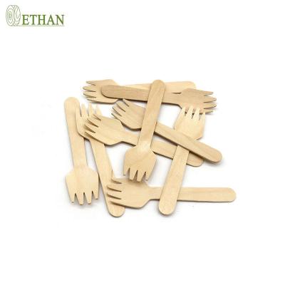 China 95mm Wooden Fork Fruit Yogurt Convenient Portable Small Salad Wooden Spoon Mixed Style Spork Wooden Spoon for sale