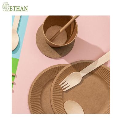 China Convenient Disposable Tableware Wooden Take Out Cutlery Set With Compostable Packet for sale