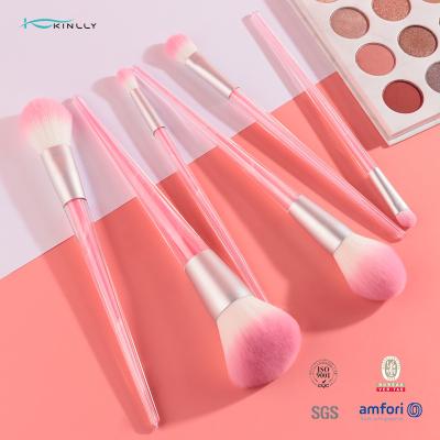 China 6pcs Crystal Travel Makeup Brushes Set Soft Comfortable Bristles Nylon Hair for sale