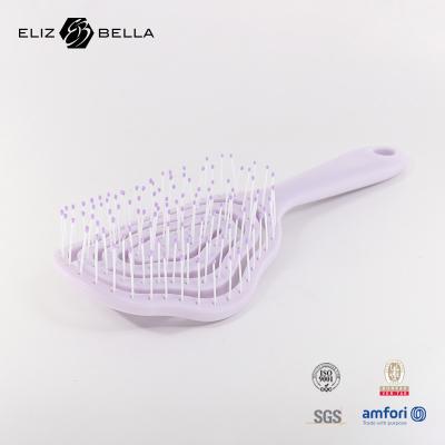 China Custom Logo Wet And Dry Curved Vent Scalp Massage Hair Brush Square Paddle Detangle Hair Brush For Curly Hair for sale