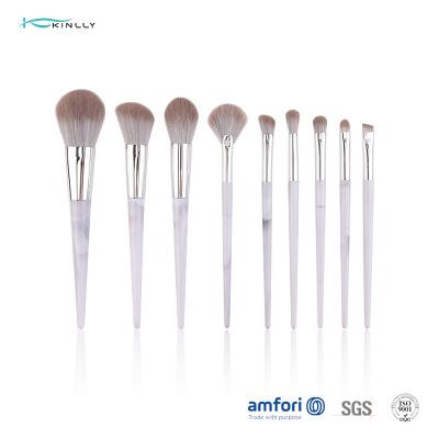 China 9pcs Aluminium Ferrule Marble Makeup Brush Set for sale