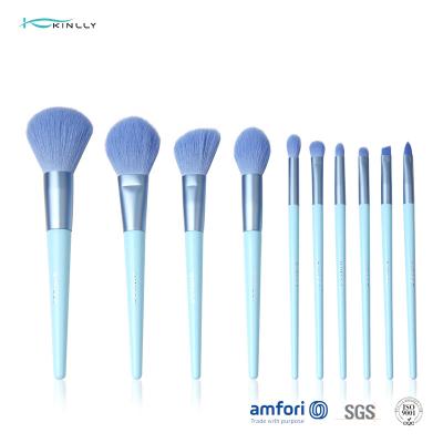 Κίνα Μπλε Ferrule αργιλίου 10pcs σύνολο βουρτσών Makeup ταξιδιού προς πώληση