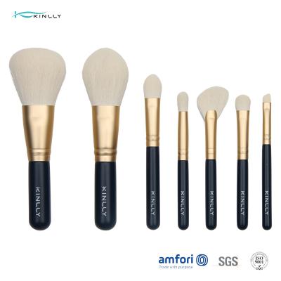 China 7PCS Navy Blue Paper Box Mini Makeup Brush Set for sale