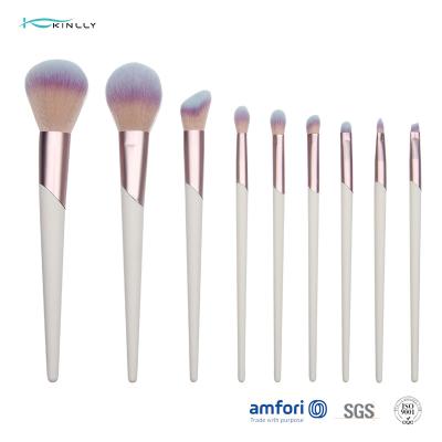 China White 9PCS 100% Vegan Makeup Brushes Travel Kit for sale