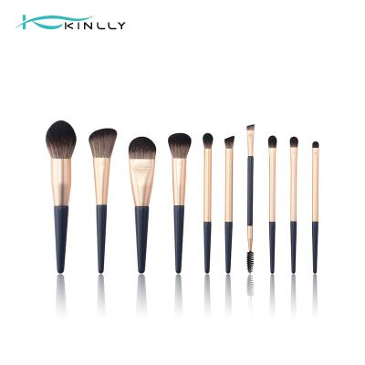 China Nylon Hair 10PCS Makeup Brush Travel Set Optional Black Gold Color for sale