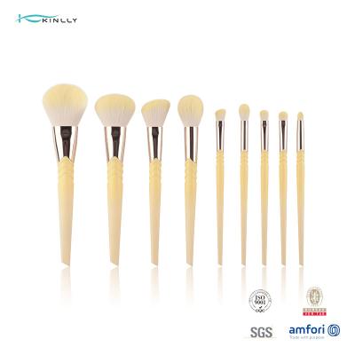 China Plastic Handle 9PCS Cosmetic Makeup Brush For Concealer Eyeliner for sale