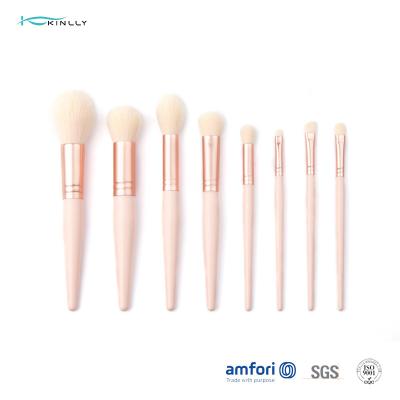 China Custom 8PCS Travel Makeup Brush Set Wooden Handle And Nylon Hair for sale